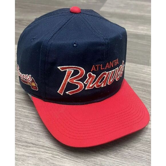 Vintage Sports Specialties‎ Atlanta Braves Snapback Hat Double Line Script Cap